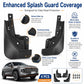Four black splash guard flaps with thickened body and raised side lip design