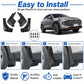 Black splash flap set with screw hardware for front and rear wheel installation