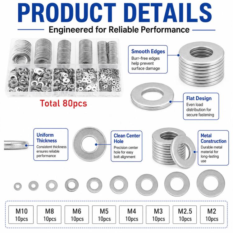 Flat Washer Insulating Round Spacers Suitable for Home use, 80 pcs, 180 pcs, 360 pcs