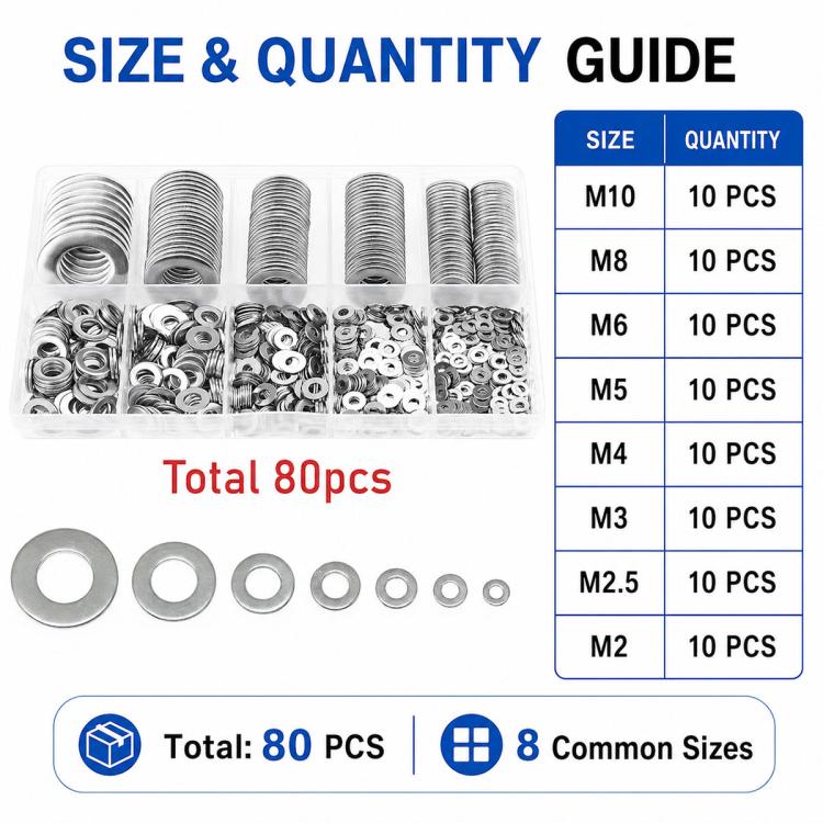 Flat Washer Insulating Round Spacers Suitable for Home use, 80 pcs, 180 pcs, 360 pcs