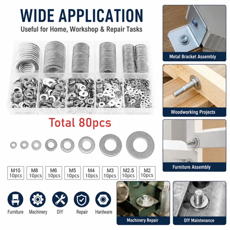 Flat Washer Insulating Round Spacers Suitable for Home use, 80 pcs, 180 pcs, 360 pcs