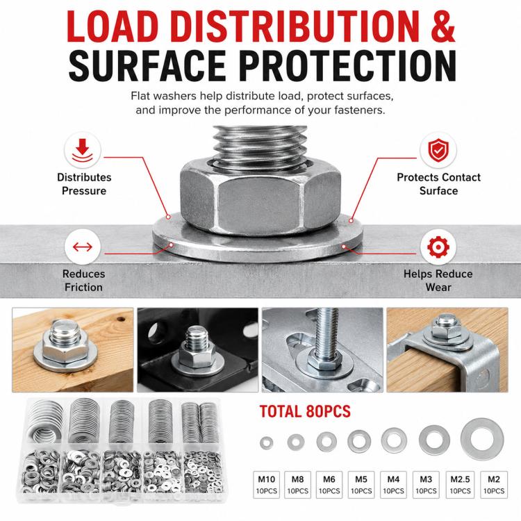 Flat Washer Insulating Round Spacers Suitable for Home use, 80 pcs, 180 pcs, 360 pcs