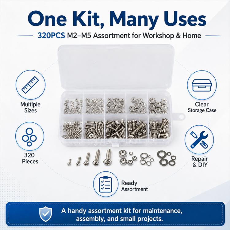 Hexagonal Nuts and Bolts 320PCS / Set, M2-M5 320PCS
