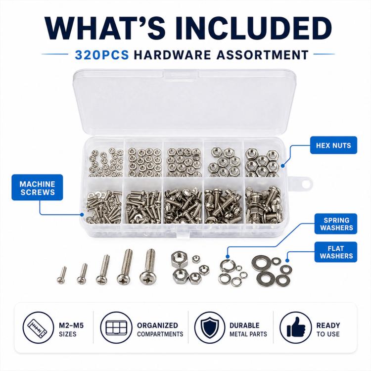 Hexagonal Nuts and Bolts 320PCS / Set, M2-M5 320PCS
