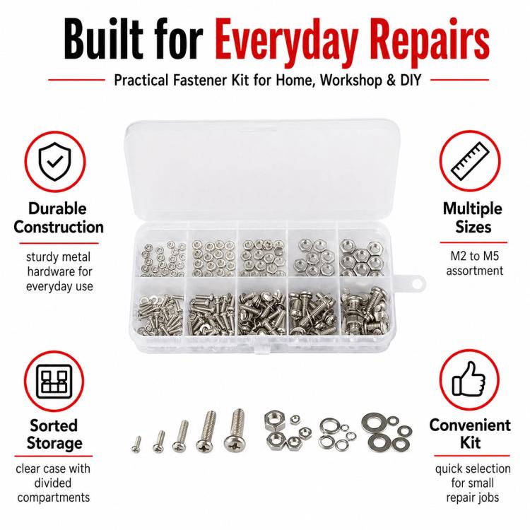 Hexagonal Nuts and Bolts 320PCS / Set, M2-M5 320PCS
