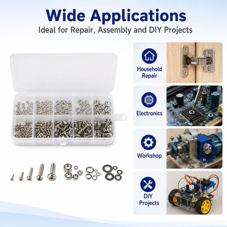 Hexagonal Nuts and Bolts 320PCS / Set, M2-M5 320PCS