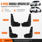 4-piece black mud flap set for front left, front right, rear left, rear right