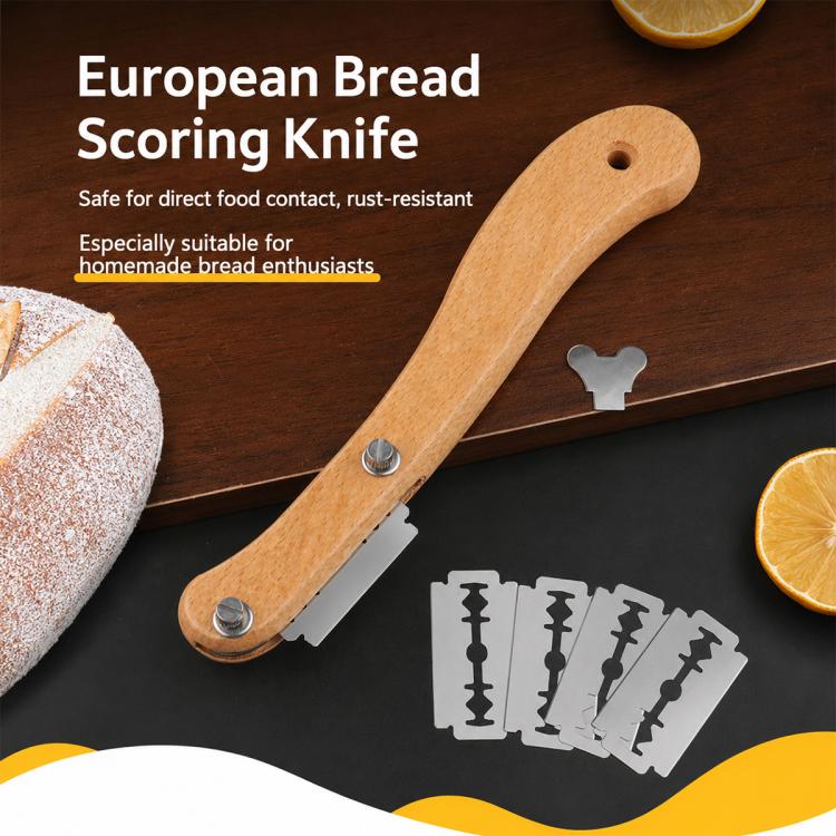 Wooden Handled Curved Bread Scorer, Wooden Handled Curved Bread Scorer