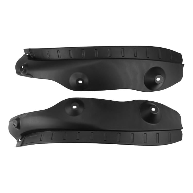 Black molded plastic splash flaps, two-piece set with mounting holes