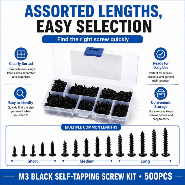 M3 Pan-head Phillips Self-tapping Screw 500 PCS /  Set, M3 500 PCS / Set