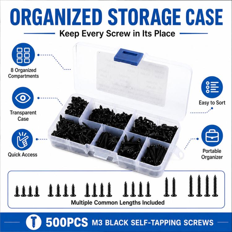 M3 Pan-head Phillips Self-tapping Screw 500 PCS /  Set, M3 500 PCS / Set
