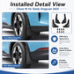 Installed black wheel splash flaps with front and rear close-fit contours.