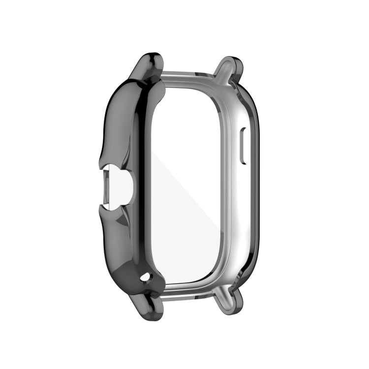TPU protective watch case cover with glossy silver frame and dark corner guards.