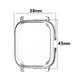 TPU watch case cover size diagram: 38mm by 45mm with corner cutouts.