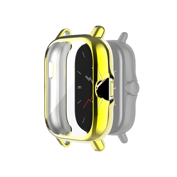 TPU protective watch case cover with transparent front and bright yellow frame.