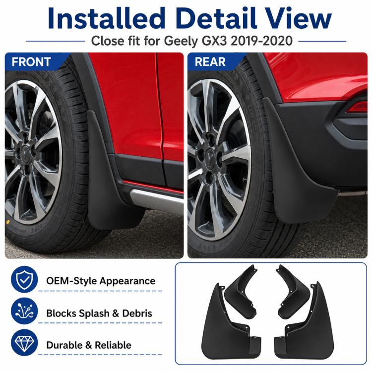 4pcs/Set Car Wheel Splash Flaps Fender Guard, For Geely GX3 2019-2020