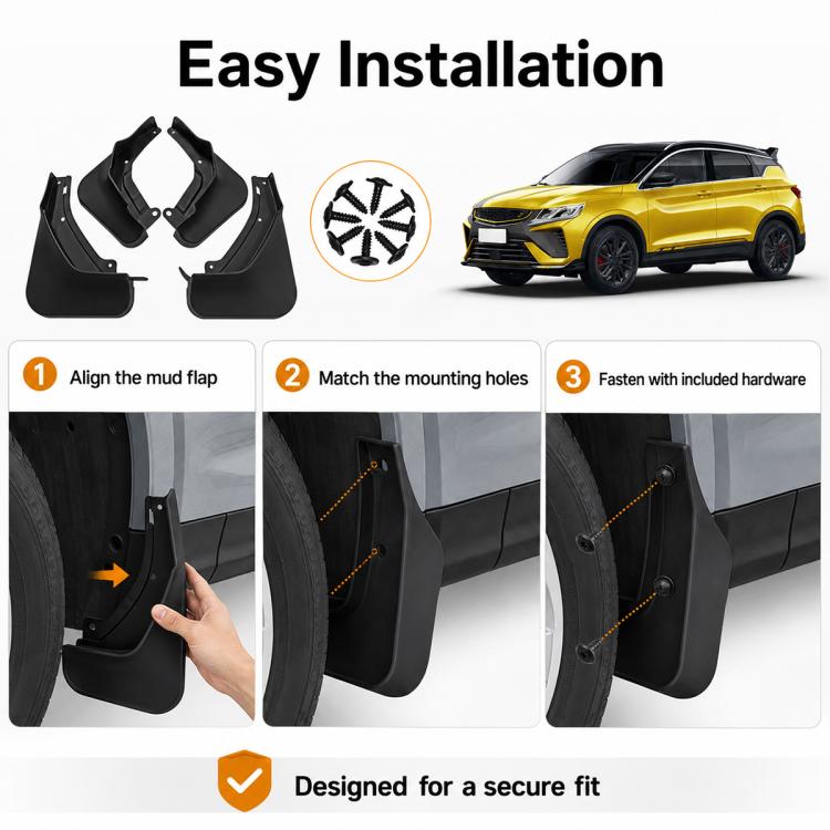 4pcs/Set Car Wheel Splash Flaps Fender Guard, For Geely Binyue 2021