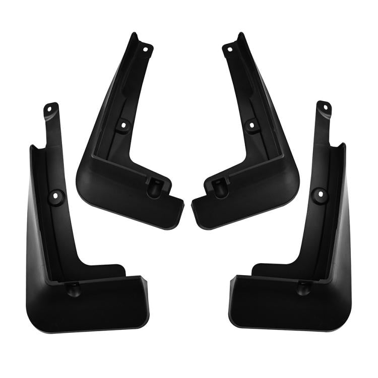 Black front mud flaps set with molded splash guards and mounting tabs