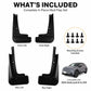 Complete 4-piece mud flap set: front left/right and rear left/right with screws