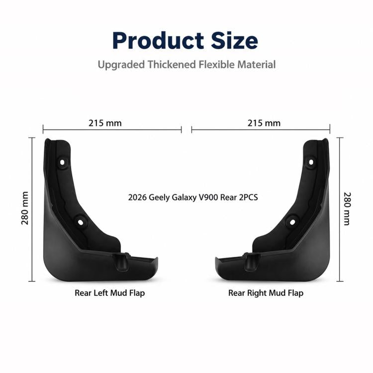 Rear left/right splash flaps, black molded guards, size 280 mm x 215 mm