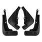 Black 4-piece mudguard splash flaps set with contoured fender guards and holes