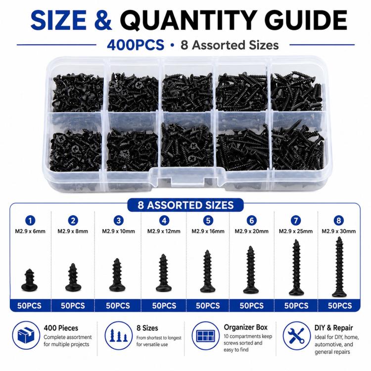 M2 Phillips Self-tapping Screw 400 PCS /  Set, M2 400 PCS / Set
