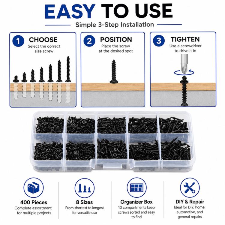 M2 Phillips Self-tapping Screw 400 PCS /  Set, M2 400 PCS / Set