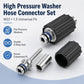 High-pressure washer hose connector set with black sleeves and silver metal fittings