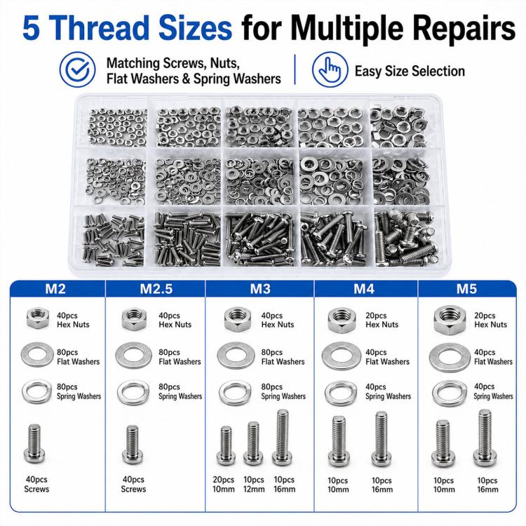 M2-M5 Hexagonal Nuts and Bolts 640PCS / Set, M2-M5 640PCS