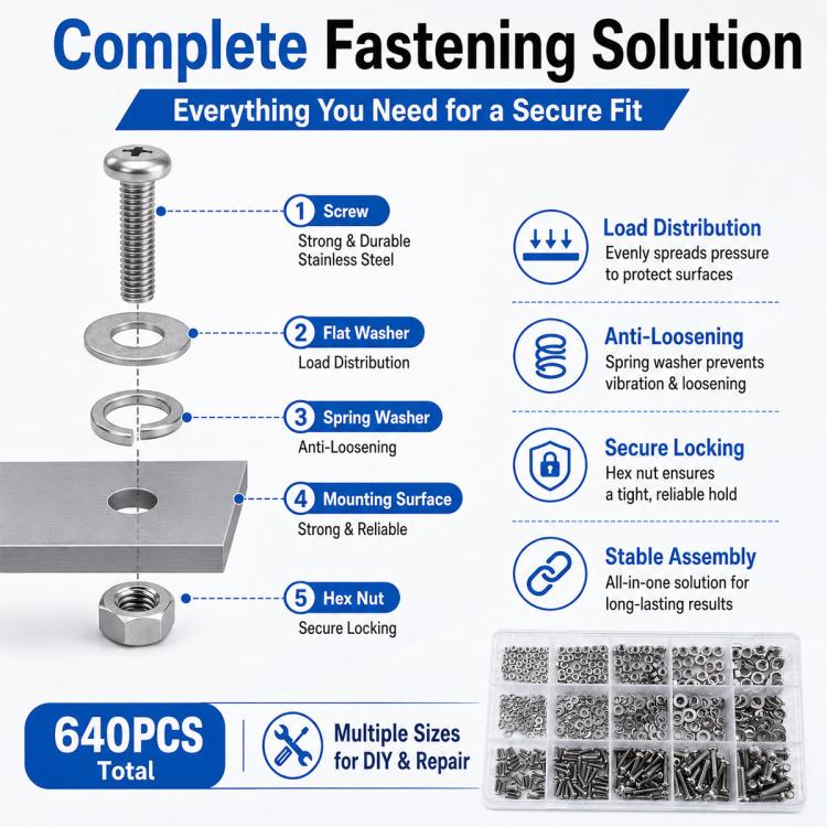 M2-M5 Hexagonal Nuts and Bolts 640PCS / Set, M2-M5 640PCS