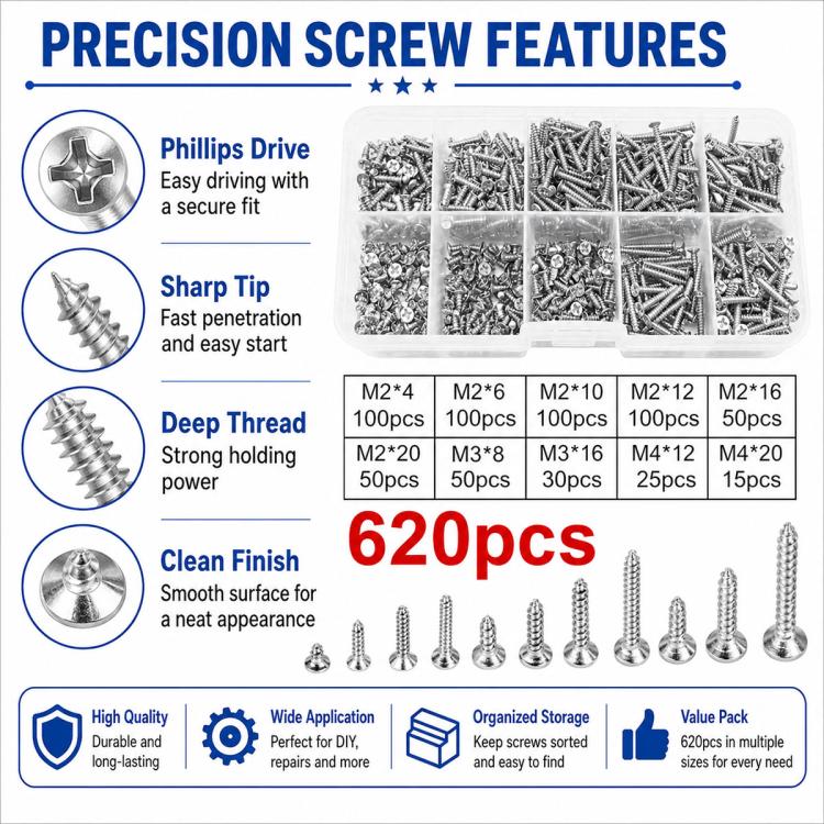M2 Self-tapping Screw 620 PCS /  Set