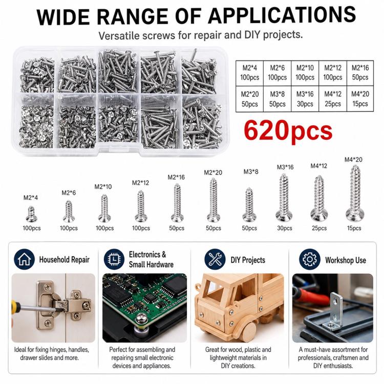 M2 Self-tapping Screw 620 PCS /  Set