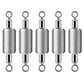 Pack of five embossed fishing sinkers with dual loop rings, silver tone