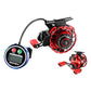 Magnetic fishing reel with round digital display module and attached cable