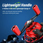 Red and black fishing reel with lightweight handle and hollow crank arm design