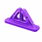Wall-mounted fishing rod holder in purple with two angled U-shaped grips and mounting holes