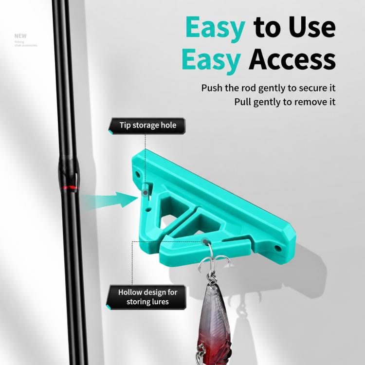 Teal silicone rod holder with lure hook loop and hollow tip storage