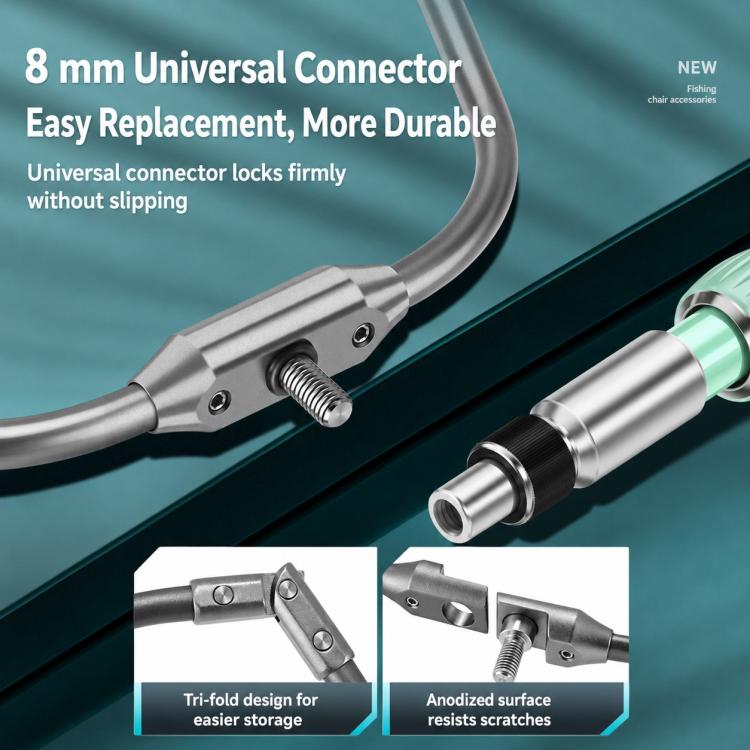 8mm universal connector and aluminum folding frame for landing net