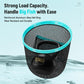 Deep round landing net head with teal rim and black mesh, reinforced ring