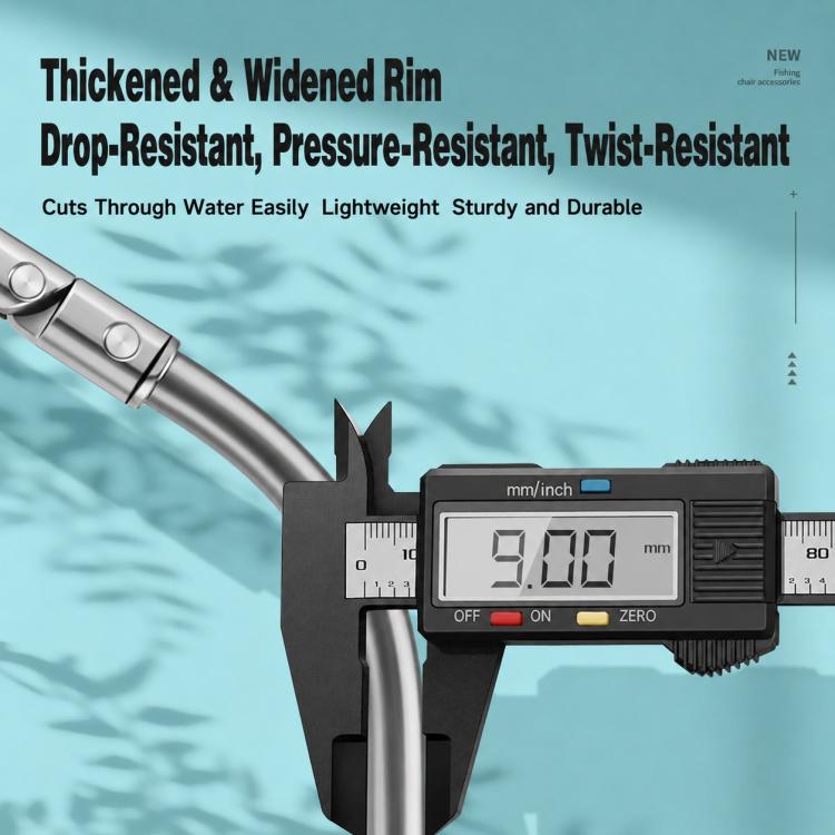 Thickened, widened net rim on aluminum frame with measuring caliper