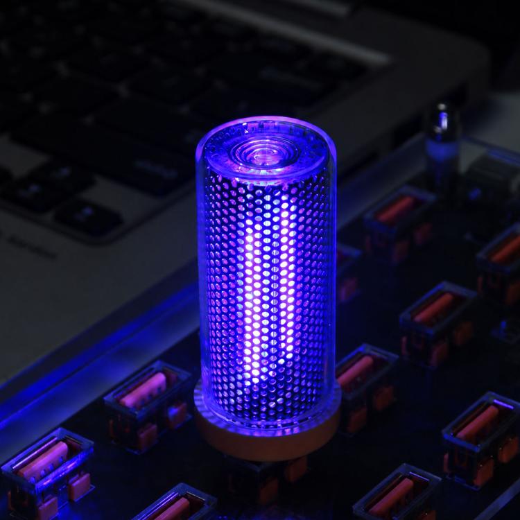 Blue glowing USB LED cylinder atmosphere light with dotted side grille