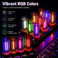Multiple glowing RGB LED USB cylinder lights on a keyboard, colorful atmosphere glow
