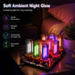 USB LED atmosphere light bar with glowing multicolor cylinders on a bedside table