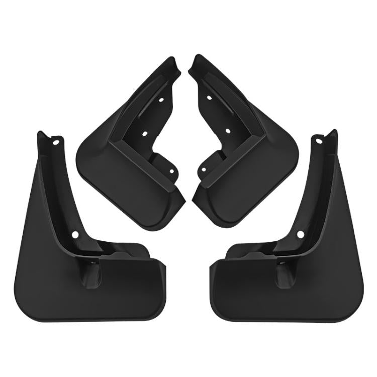Black front and rear wheel splash flaps set, 4-piece with predrilled mounting holes