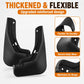 Black flexible car mud flaps with reinforced, durable design detail