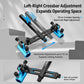 Blue dual rod holder with crossbar adjustment and two clamp sleeves
