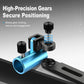 Black and blue dual rod holder with gear-style locking knob and clamp sleeve