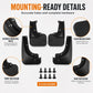 Black splash flap guards with included screws and clean molded edges