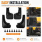 Black splash flap guards set with 8 screws and bolt-ready mounting holes