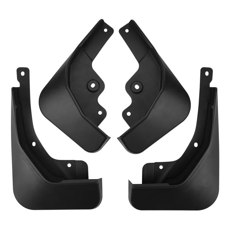 Black splash flaps set showing four pieces with predrilled mounting holes